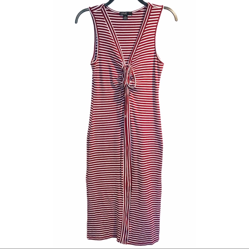 Love Rust & White Striped Tie-Up Bodycon Dress Size Large